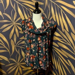 Anthropologie Odille deuxhill cowl neck floral